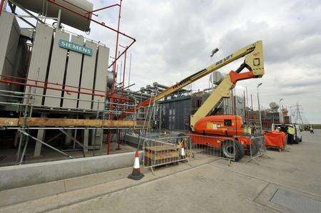 Construction work continues at the Cleve Hill substation for the London Array windfarm