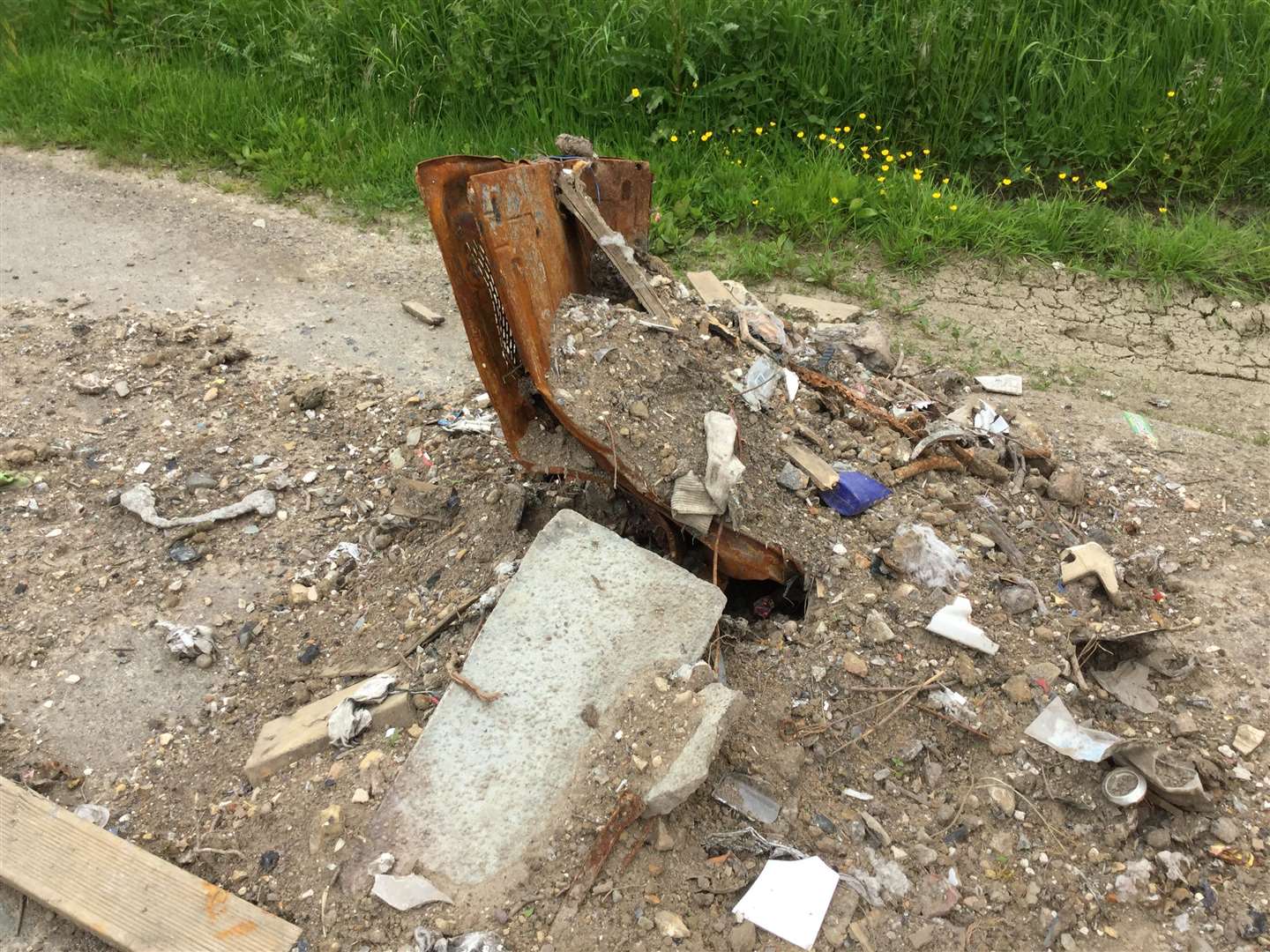 The debris dumped on Chilmington Green Lane