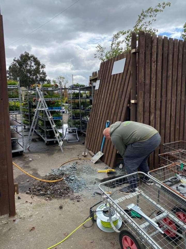 Making a new entrance at Stones Garden Centre, Sheerness