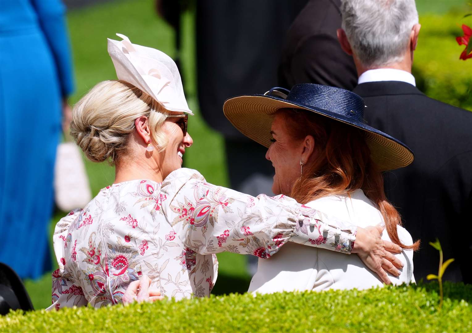 Zara Tindall hugs Sarah, Duchess of York at Royal Ascot (David Davies/PA)