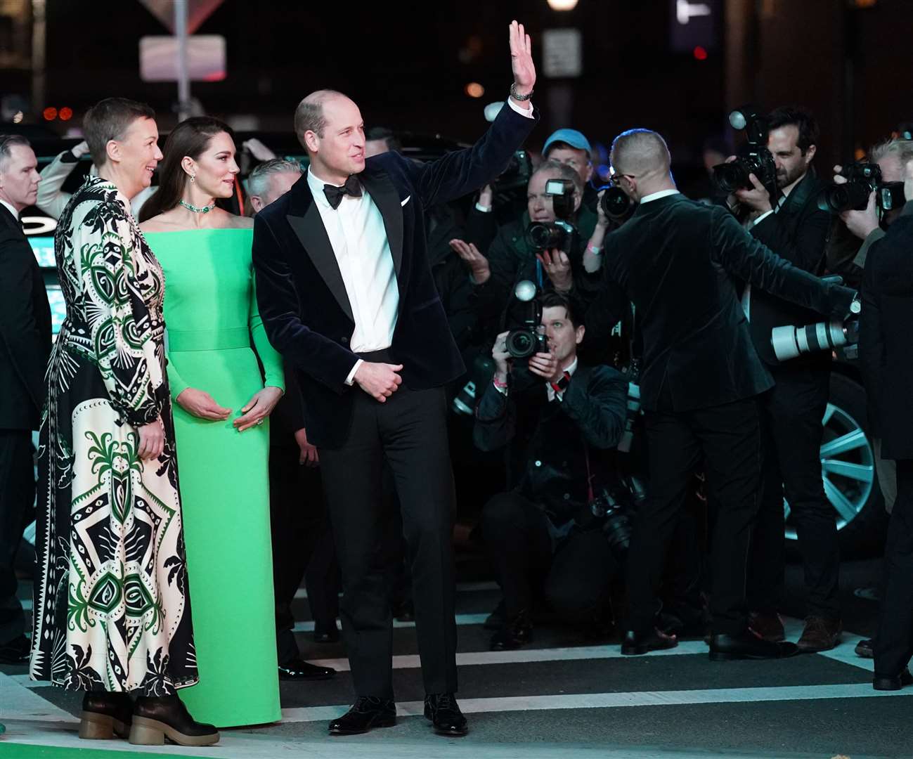 Hannah Jones, CEO of the Earthshot Prize (left) with the Prince and Princess of Wales (Kirsty O’Connor/PA)