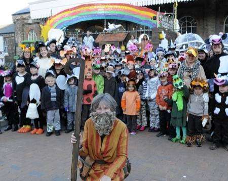 Ethelbert Road Primary School teaching assistant Judith Haylett and pupils with their Noah's Ark float for Faversham Carnival