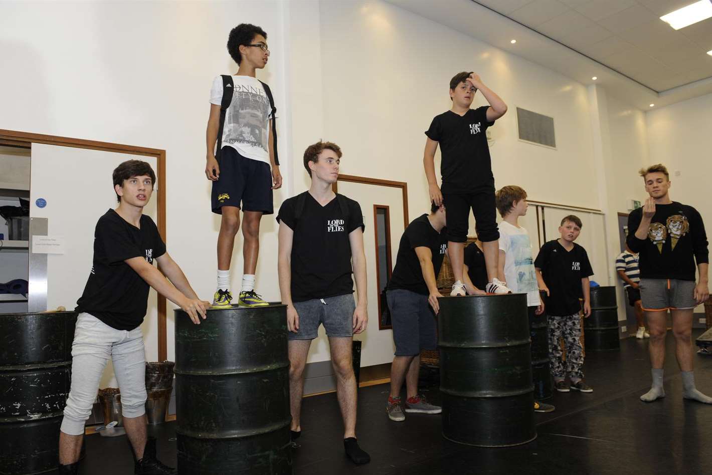 Lord of the Flies cast in rehearsal