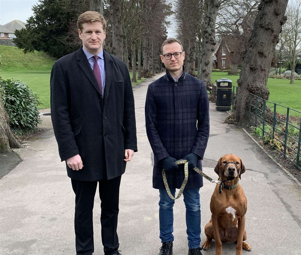 Kent's Police and Crime Commissioner Matthew Scott with Canterbury City Council leader Ben Fitter-Harding in the Dane John Gardens last Thursday. Picture: Ben Fitter-Harding