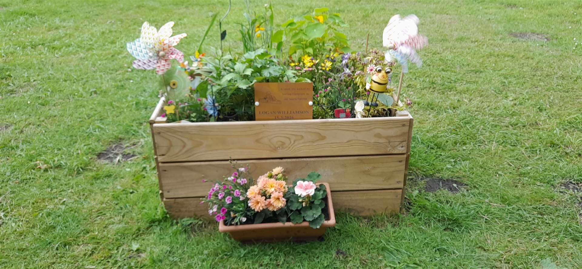 A memorial garden at Tondu Primary School in Bridgend for Logan Mwangi (Bridgend County Borough Council/PA)