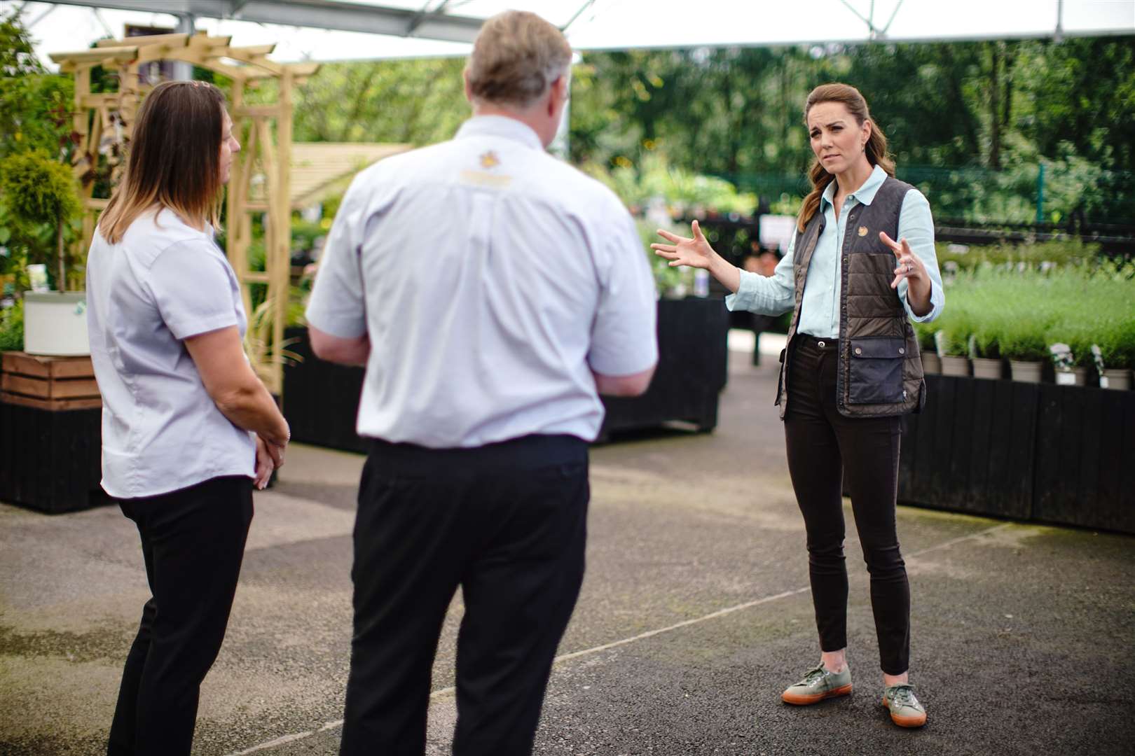 Social distancing rules were observed during Kate’s visit (Aaron Chown/PA)