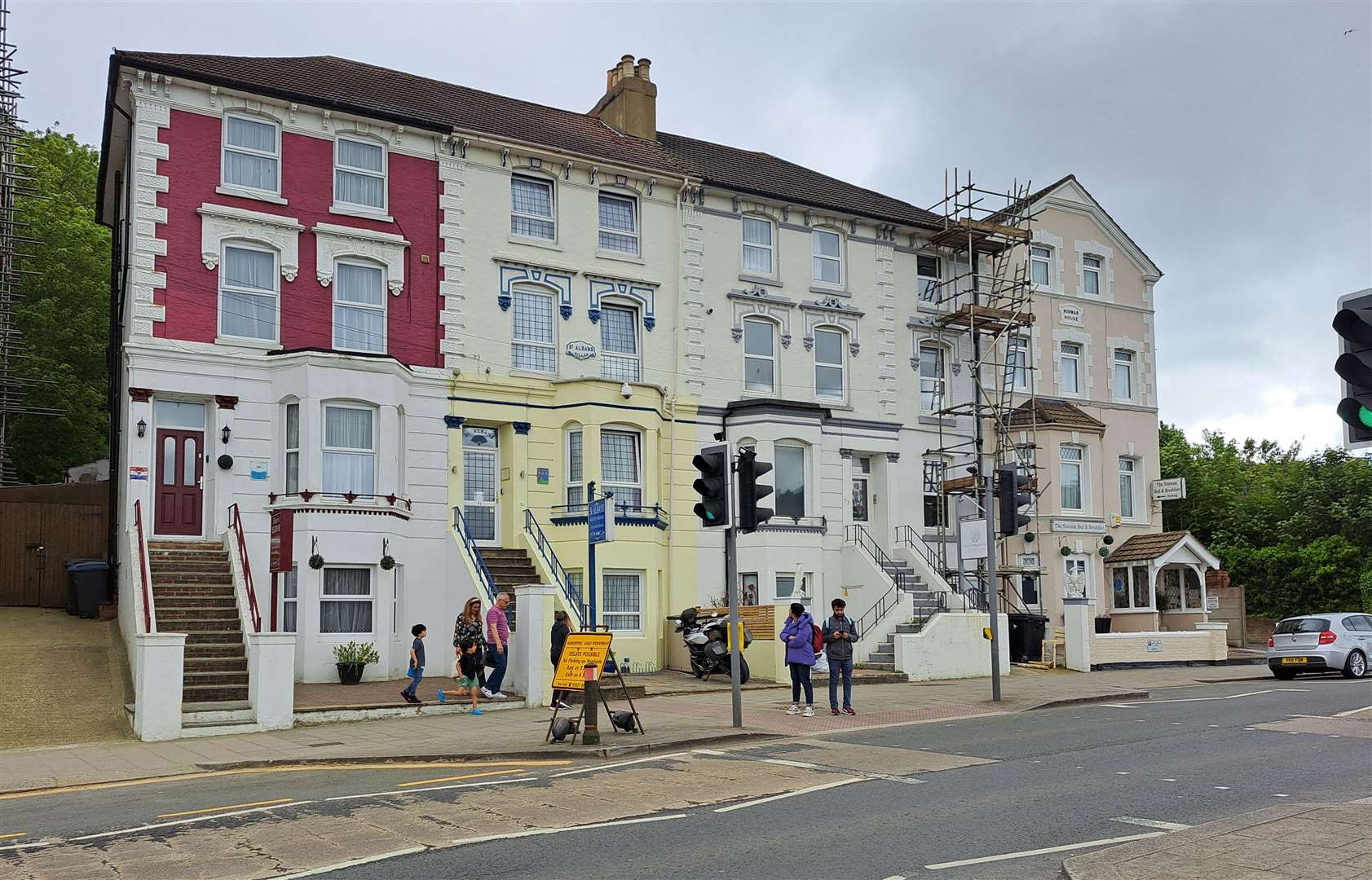 The grand raised houses of Folkestone Road, many of which are guest houses