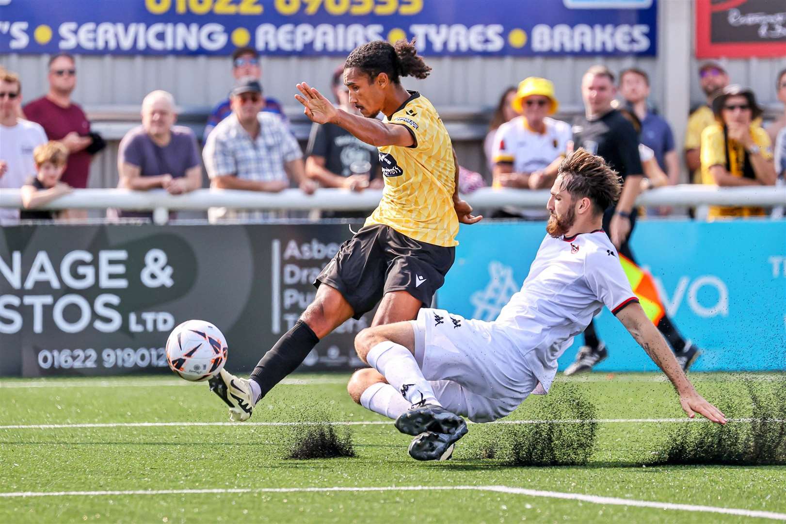 Maidstone striker Aaron Blair goes for goal. Picture: Helen Cooper