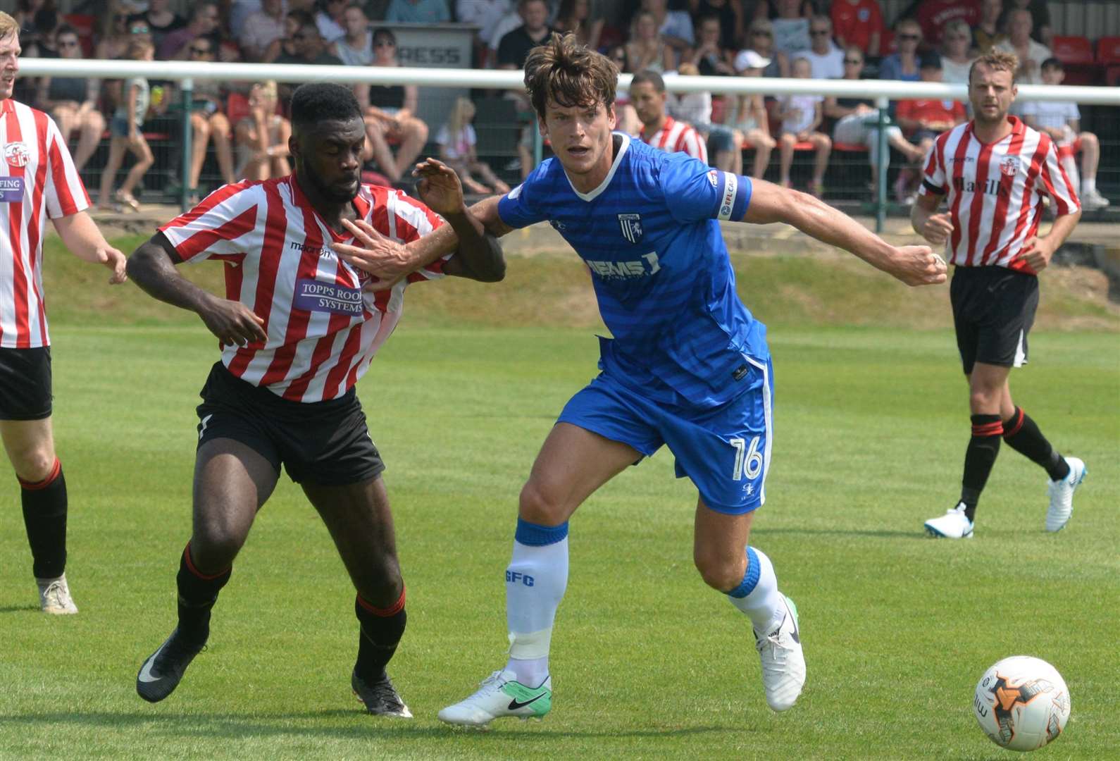 Billy Bingham keeps Sheppey at arm's length on Saturday. Picture: Chris Davey