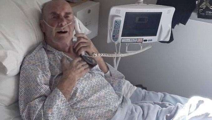 Paddy McDermott, 74, is recovering from COVID-19 at Darent Valley Hospital in Dartford. Picture: DVH