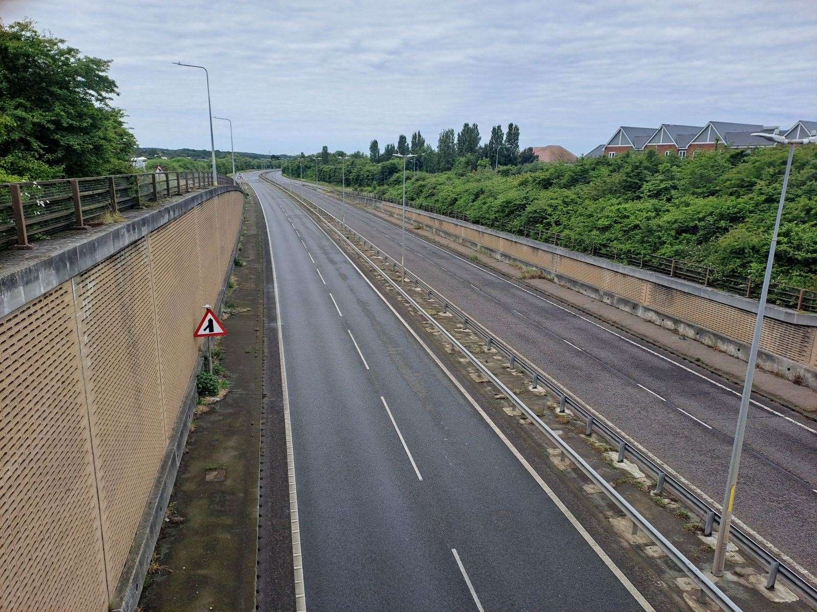 A deserted New Thanet Way on Wednesday morning