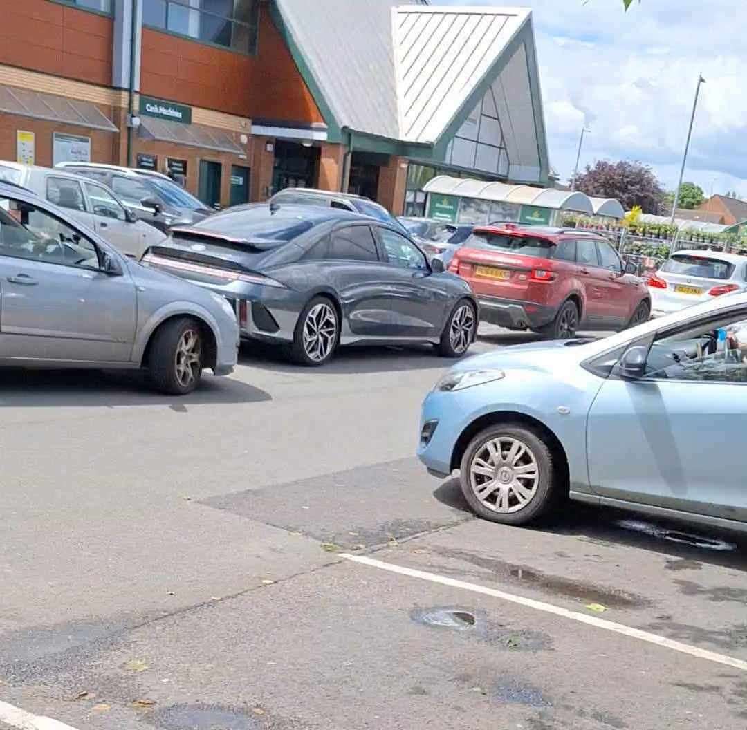 Shoppers struggled to leave the car park as traffic tailed back