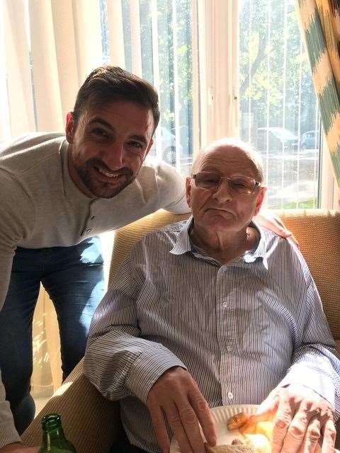 Robert Denness, left, and his grandfather, race-walking Olympic silver medallist Paul Nihill MBE. Picture: Robert Denness