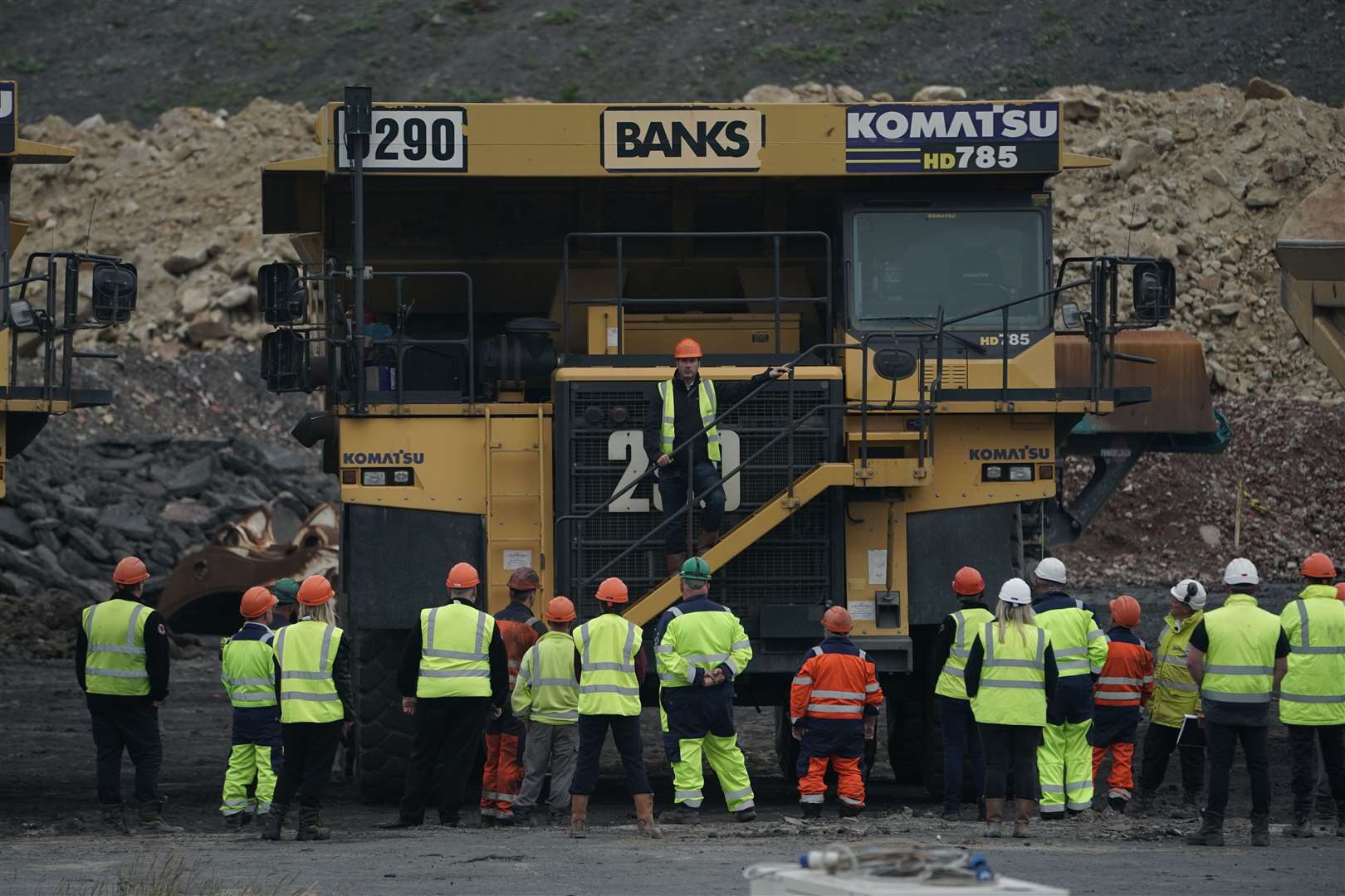 Banks Mining boss Gavin Styles tells workers at Brenkley Lane Surface Mine in Newcastle that the redundancy process is starting (Owen Humphreys/PA)