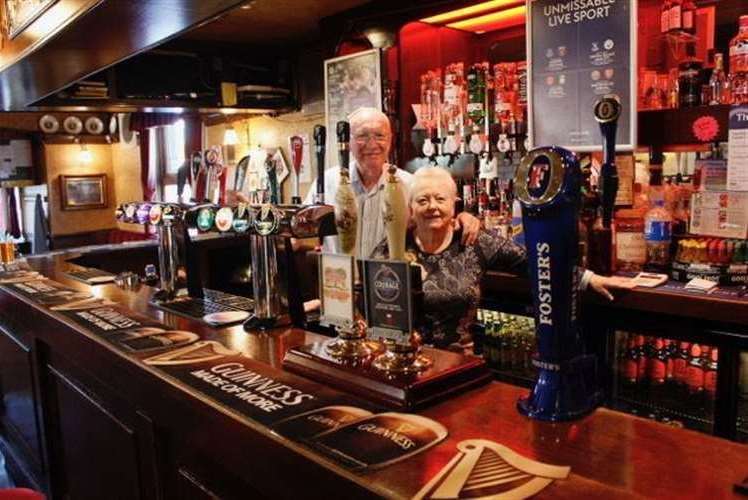 Landlords Rossa and Renee Kenny just before the Wheatsheaf closed