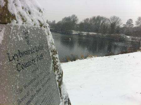 A wintry Leybourne Lakes in Snodland.