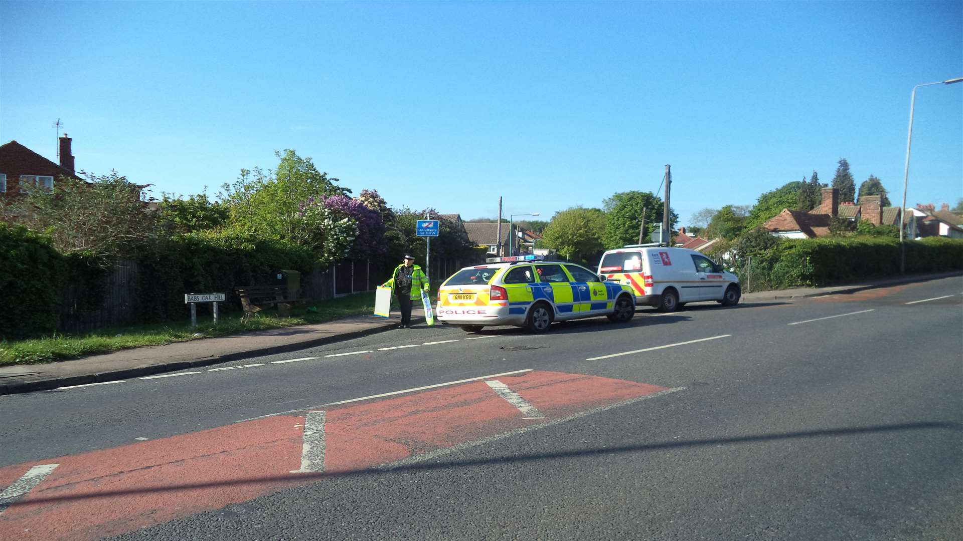 Police closed off Babs Oak Hill in Sturry after the accident