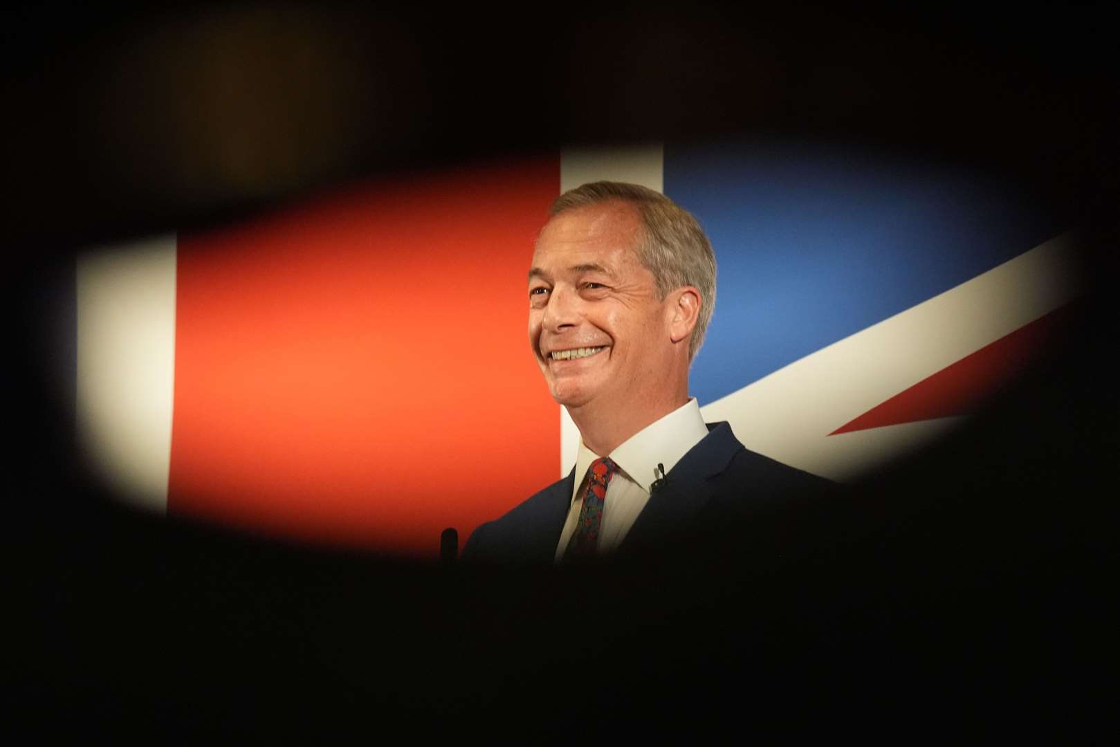 Nigel Farage speaks during a press conference to announce Reform UK’s legal immigration policy at The Glaziers Hall in London (James Manning/PA)