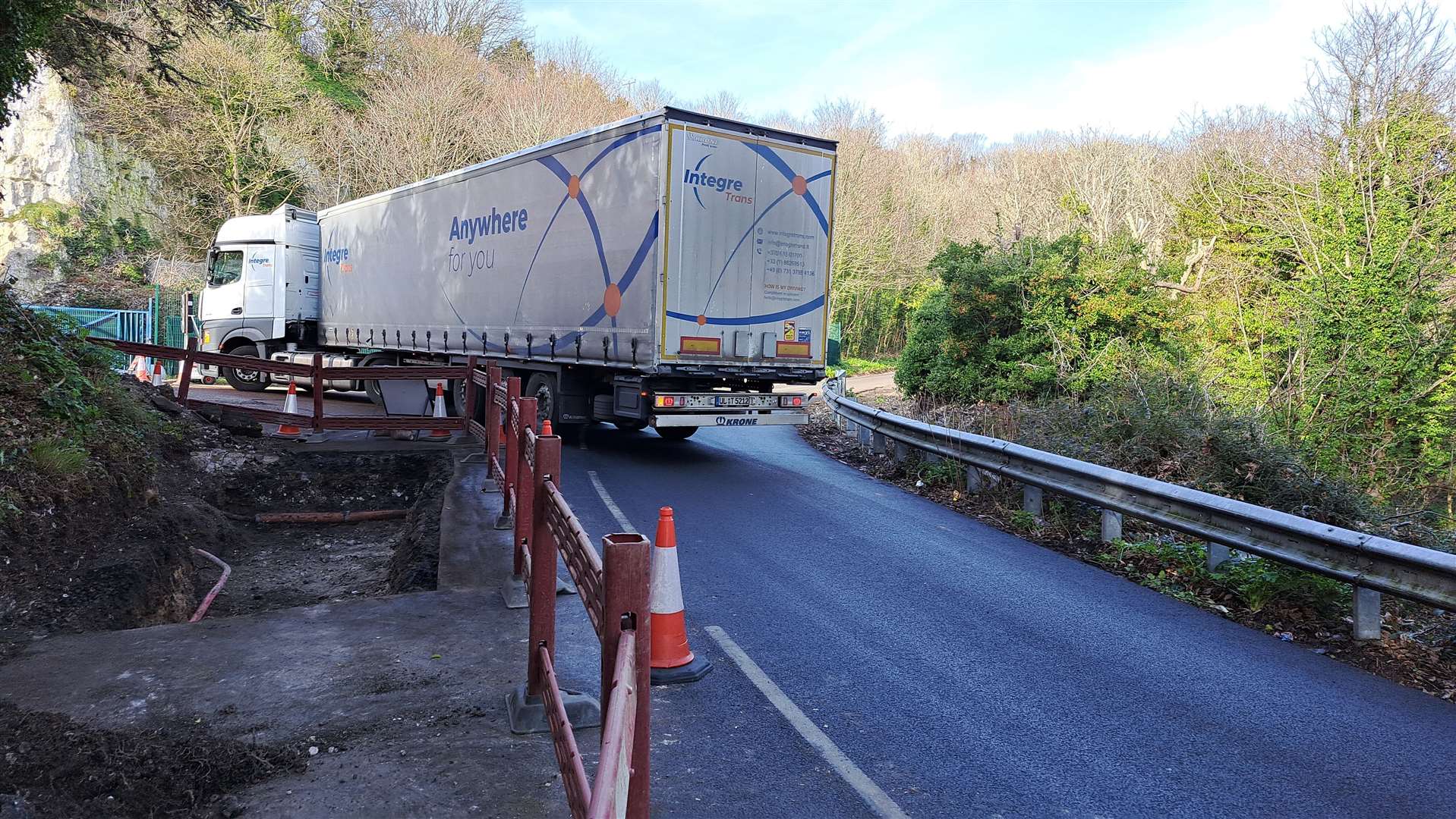 A lorry turning into the new truck stop near the Aycliffe estate