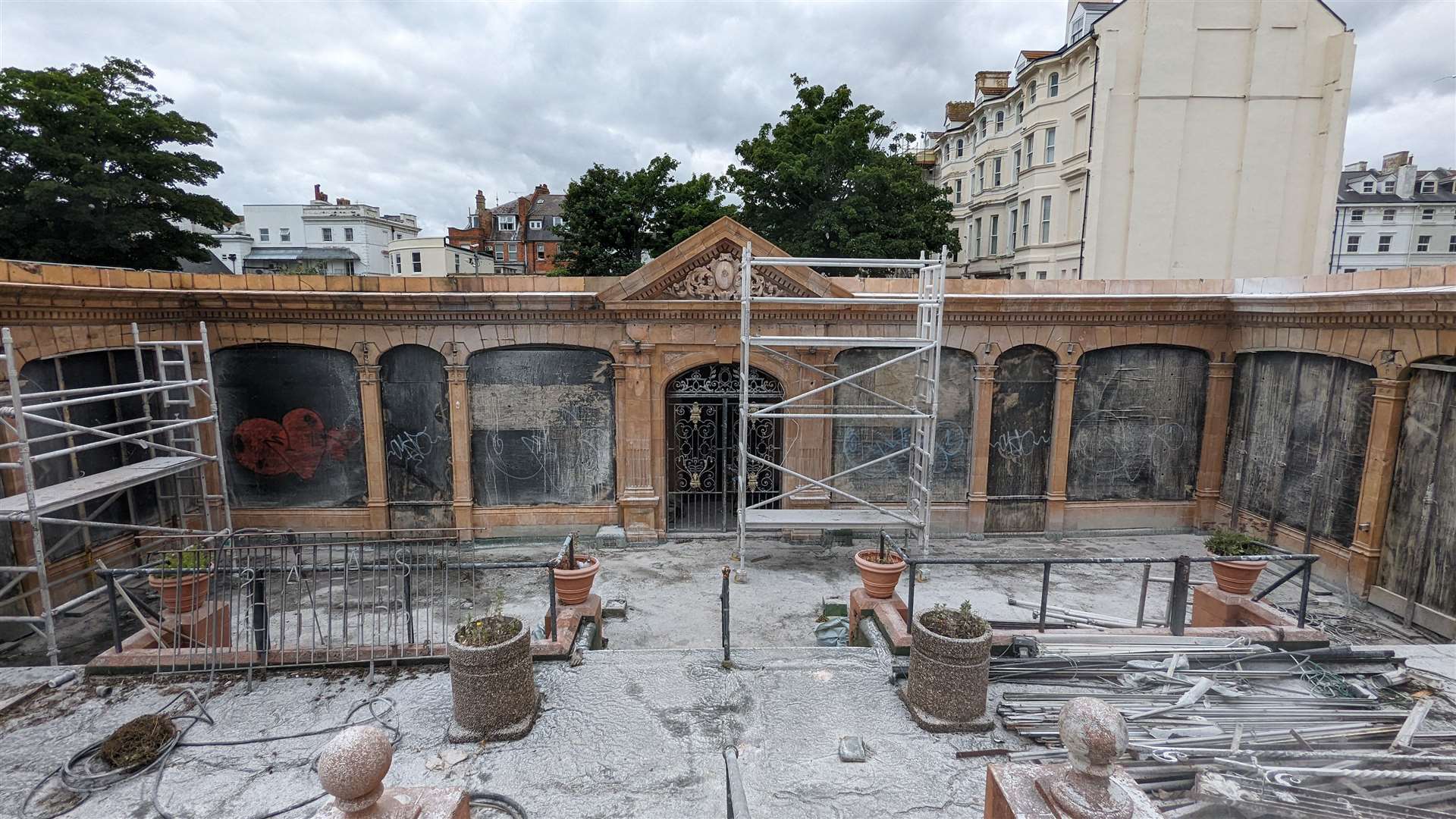 Building work taking place at the Leas Pavilion in Folkestone earlier this year