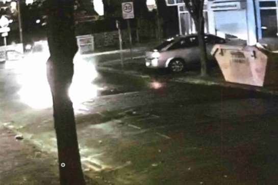 CCTV shows the car crashing into the building. Pic: Kent Police