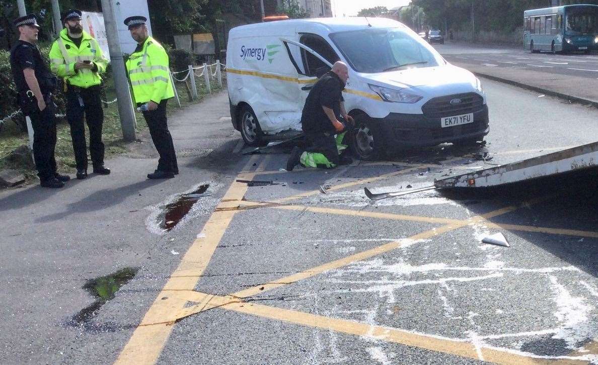 The accident at Larkfield being cleared