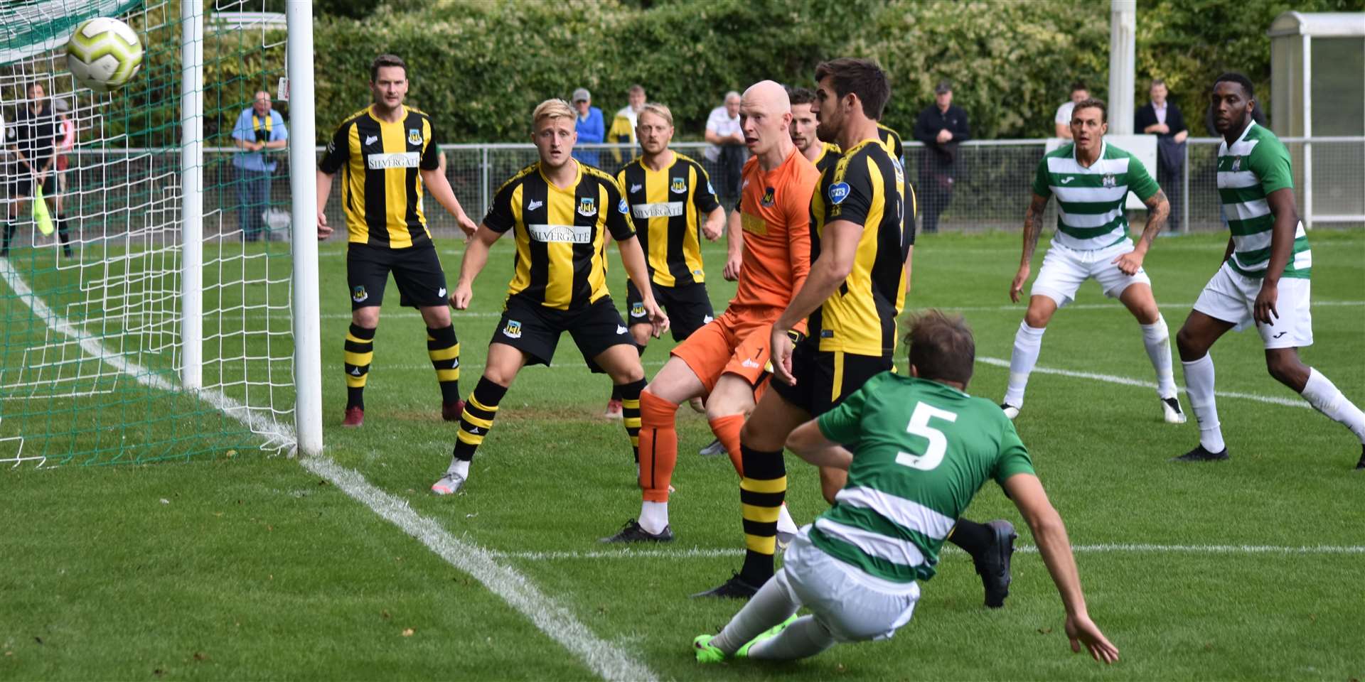 Corinthian's Jamie Billings is thwarted by the Hebburn defence. Picture: Alan Coomes