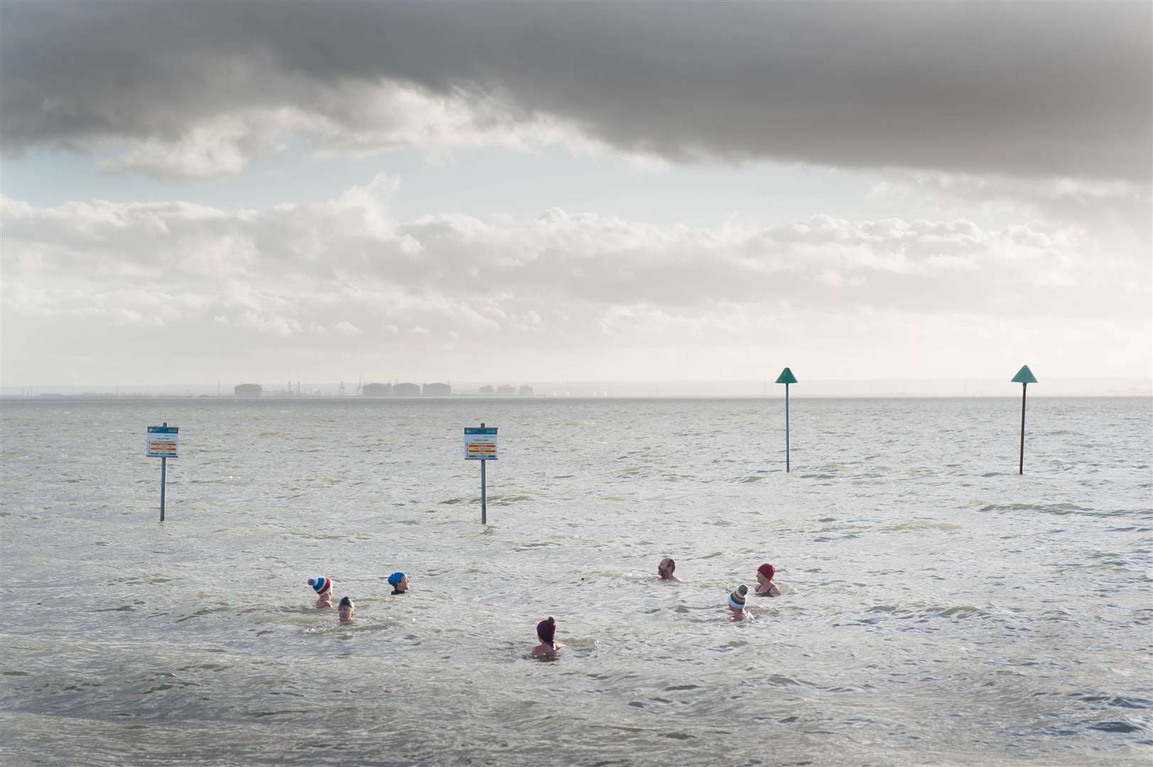 Swimmers at Chalkwell in the Thames estuary (Stefan Rousseau/PA)