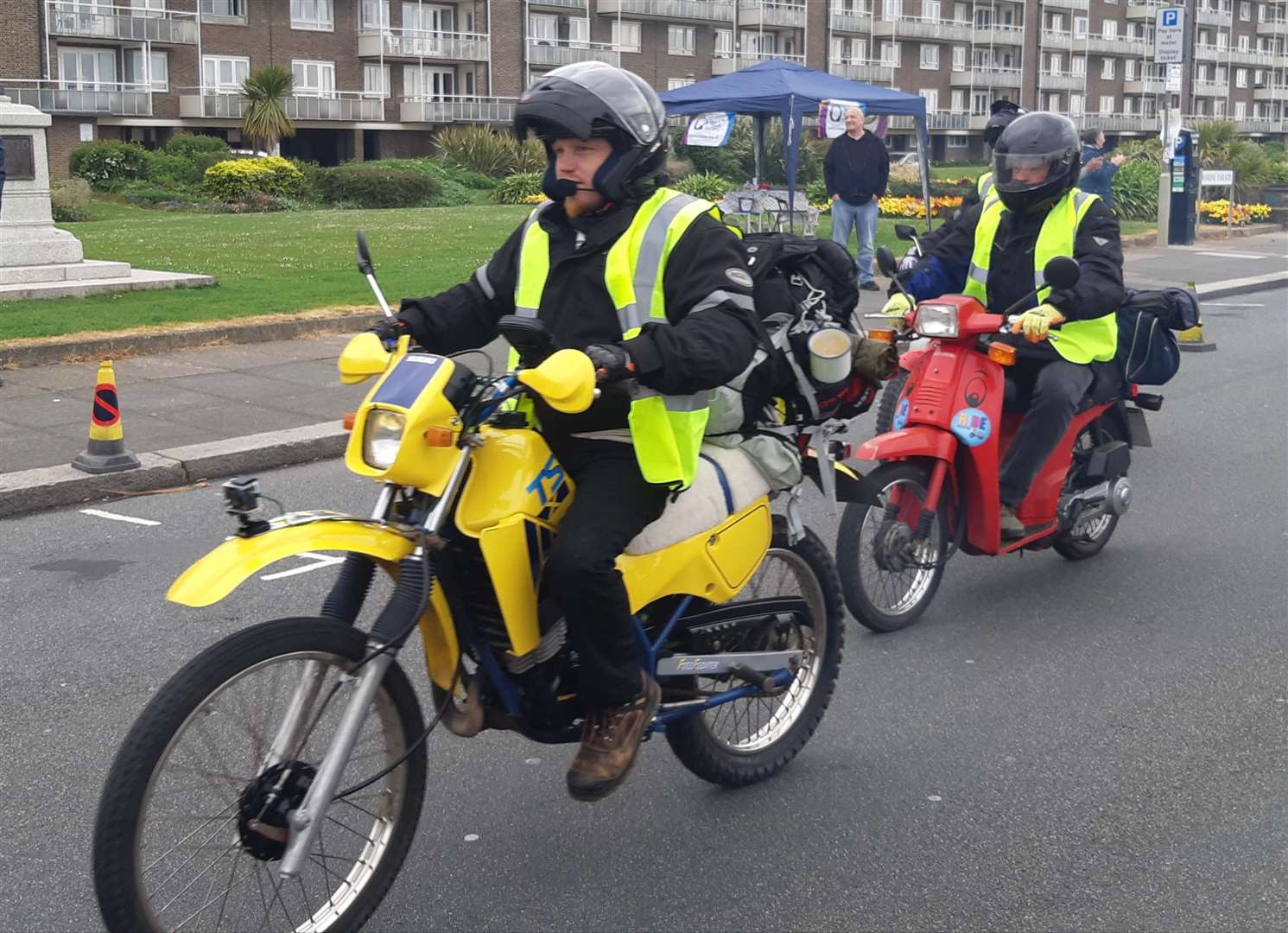 The riders set off