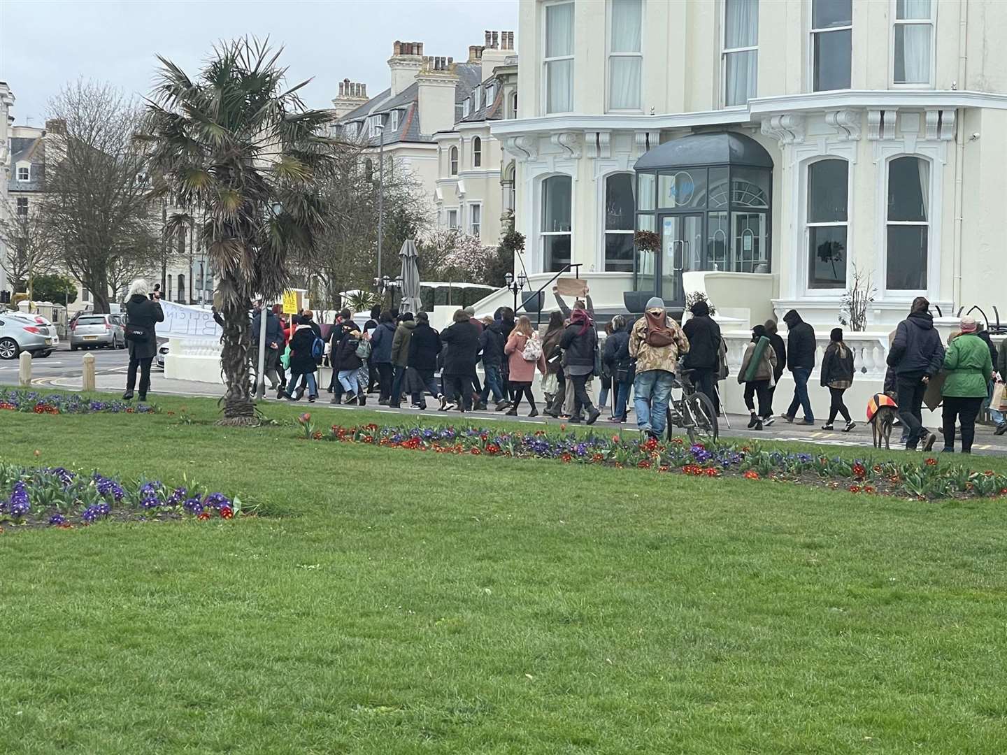 The 60-strong group is marching through the town. Photo: LKJ Media (45798782)