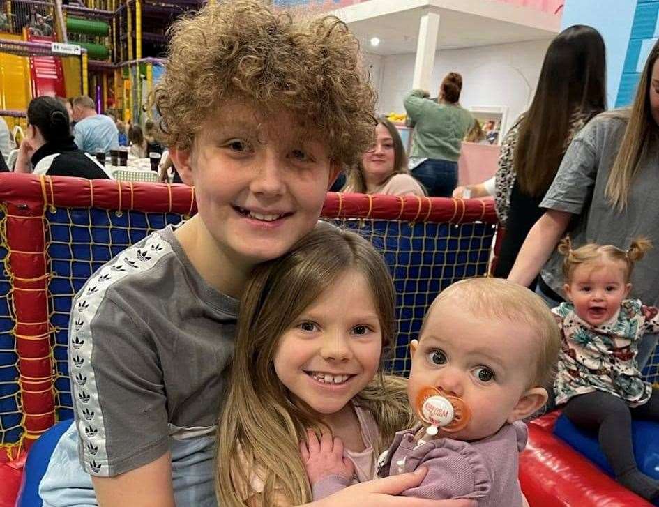 Nicky Lowther with two of his younger sisters