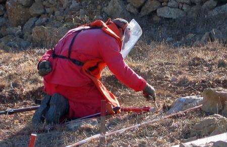 Men at work clearing mines in Lebanon