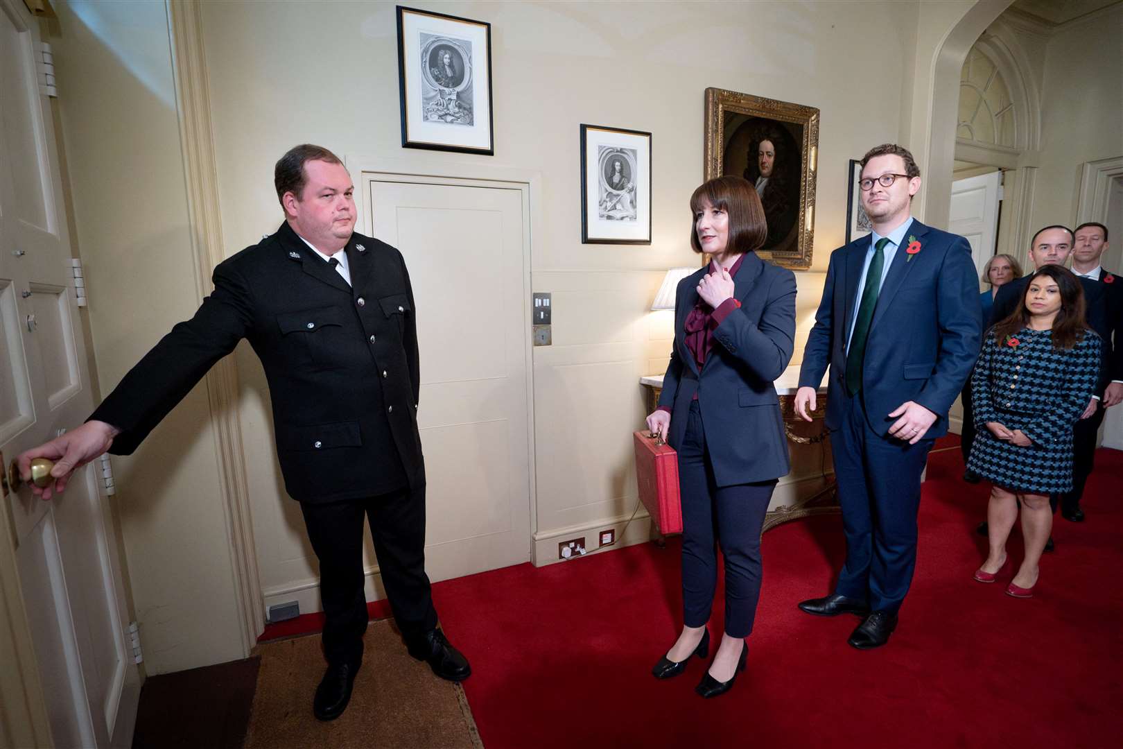 Chancellor of the Exchequer Rachel Reeves, Chief Secretary to the Treasury Darren Jones, and the Treasury team prepare to leave 11 Downing Street (Stefan Rousseau/PA)