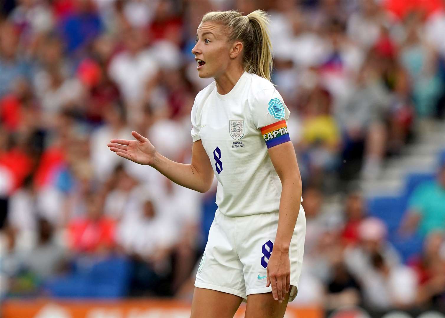 Leah Williamson during Euro 2022 (Gareth Fuller/PA)