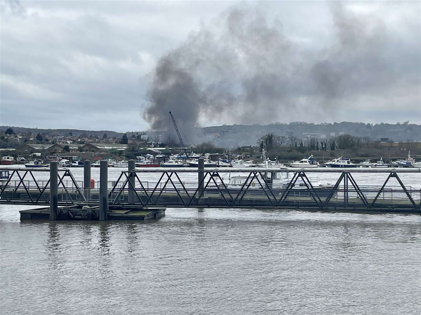 The scene of the fire from Rochester Esplanade