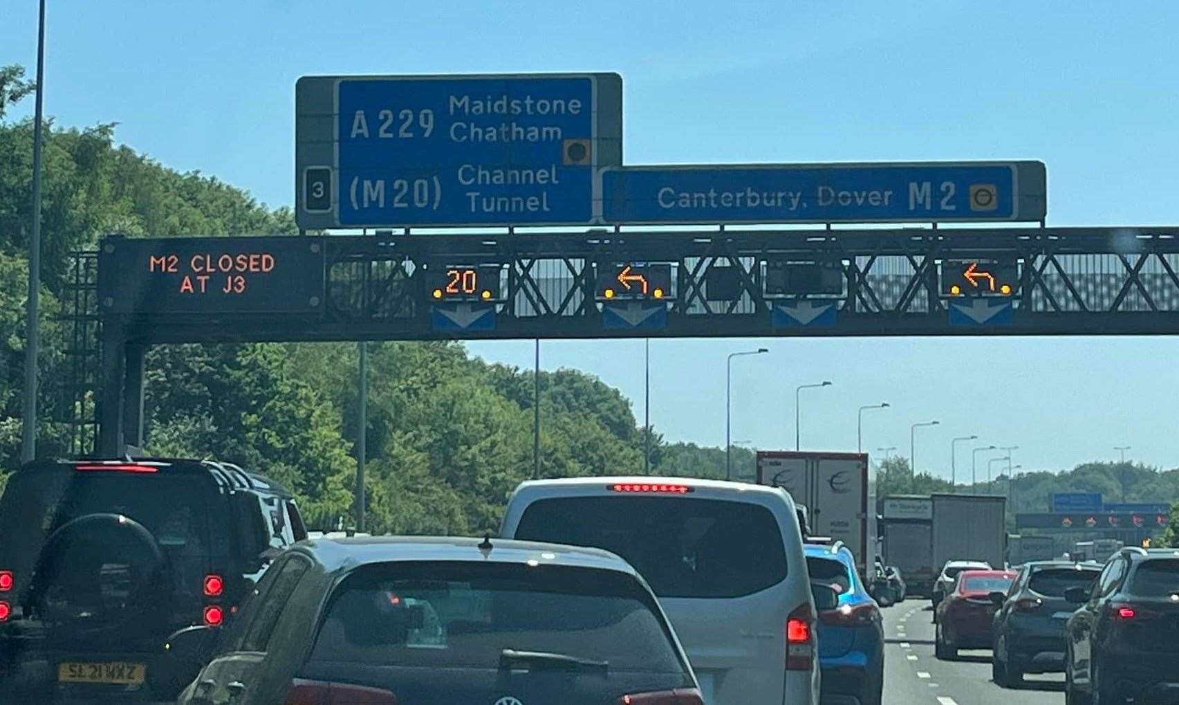 Big delays on coastbound M2 between Medway and Maidstone after crash