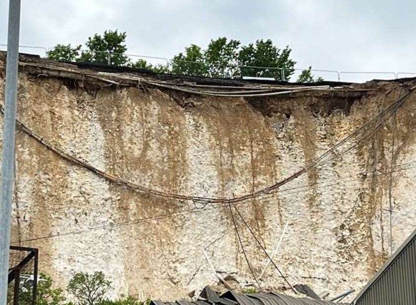 Galley Hill Road in Swanscombe collapsed until the industrial site below