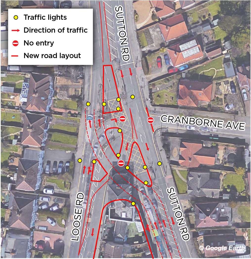 Hopefully this graphic is clearer in showing how we'll be driving through the new junction