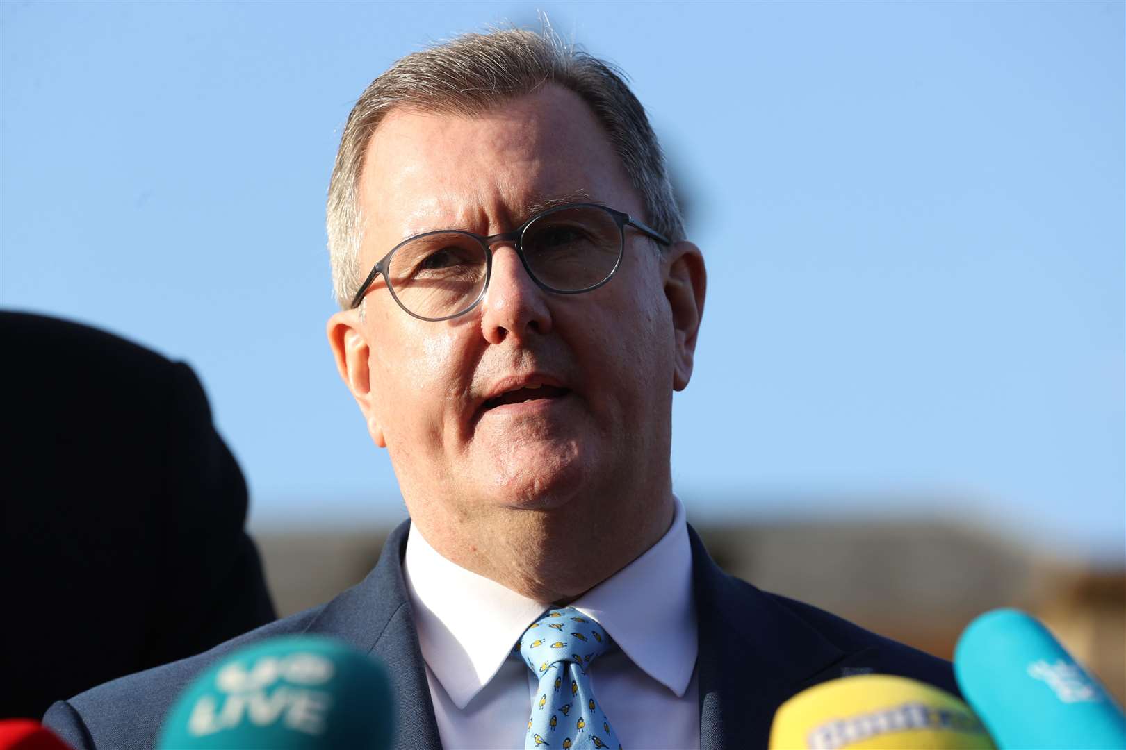 DUP leader Sir Jeffrey Donaldson said talks on the Windsor Framework are due to resume (Liam McBurney/PA)