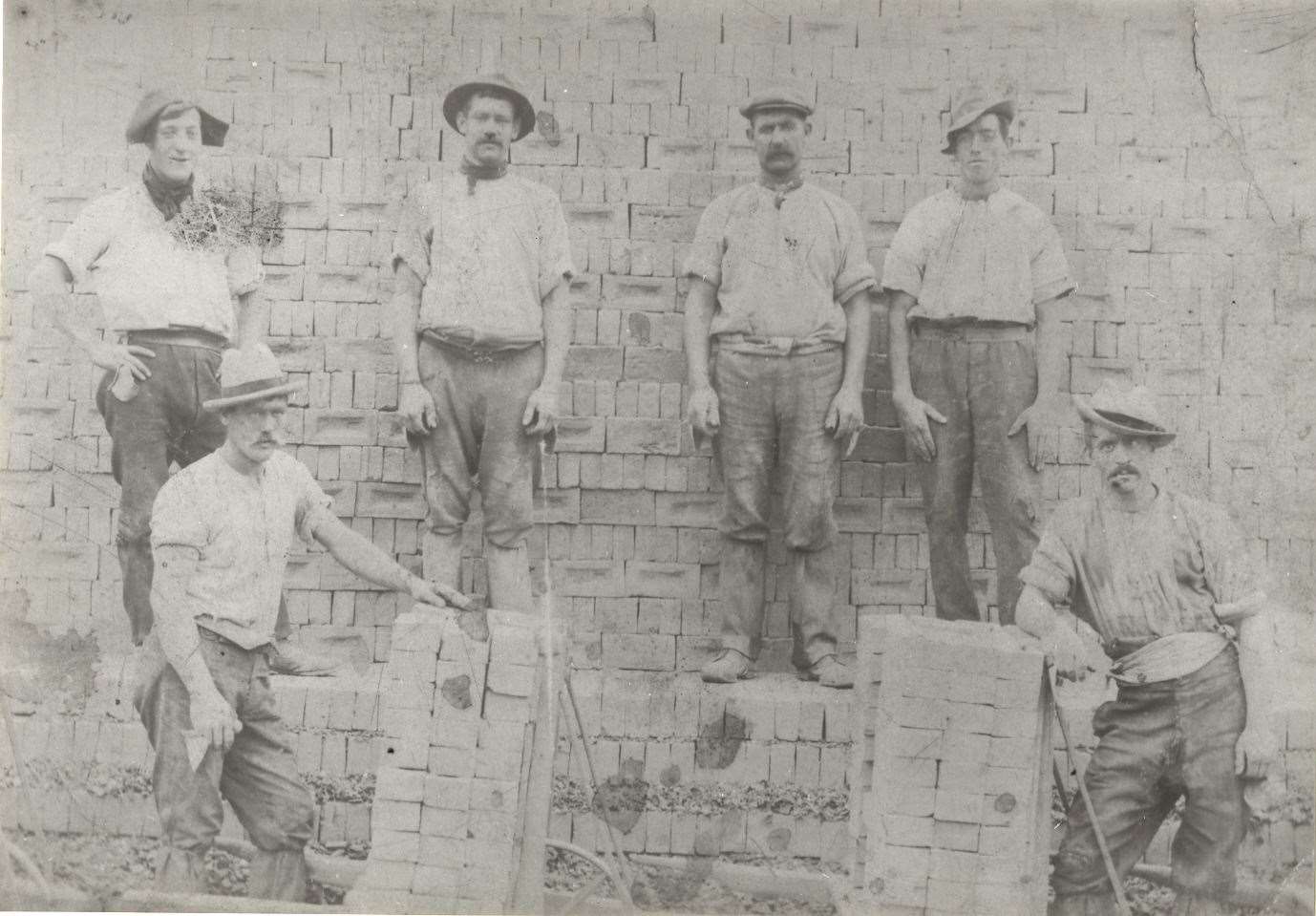 Stacking newly made bricks at Crayford Brickworks in 1916. Picture: Bexley Local Studies and Archives Centre