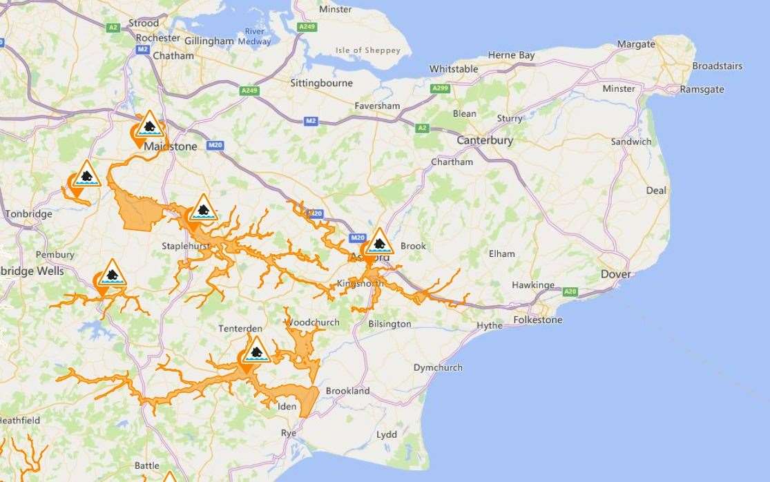 Flood alerts in place across Kent