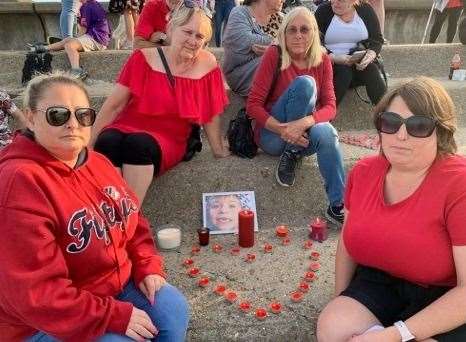 Sheppey residents turned out to show their support for the family of Lucas Dobson on Tuesday night. Picture: Karen Clayton