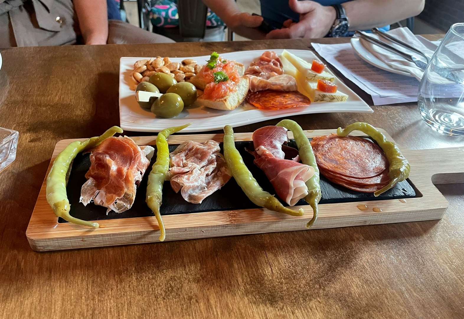 Cold tapas dishes, Tabla Mixta (top) and Tabla de Embutidos at West Street Tapas