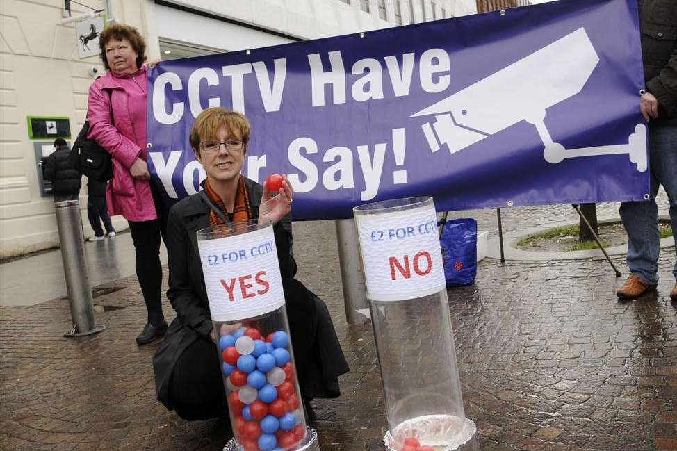 Cllr Lynne Beaumont conducting a street survey about CCTV provision in Folkestone town centre