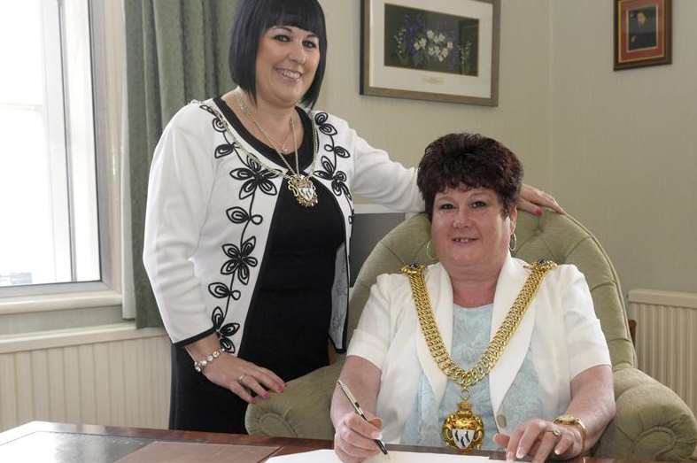 Canterbury's Lord Mayor Heather Taylor with (left) Lady Mayoress Linda Taylor