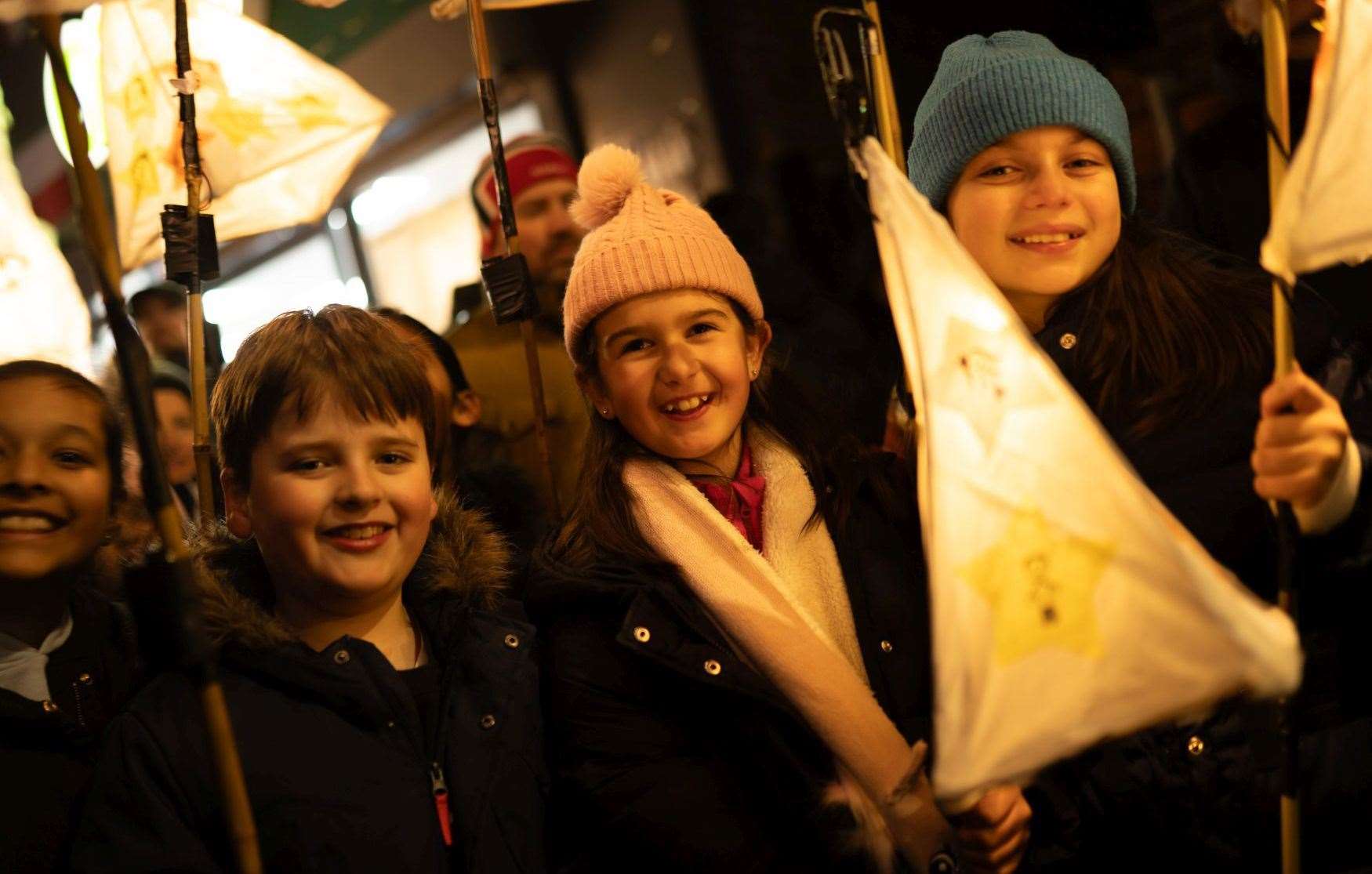 Pupils sported lanterns they had made in workshops before. Picture: Cohesion Plus