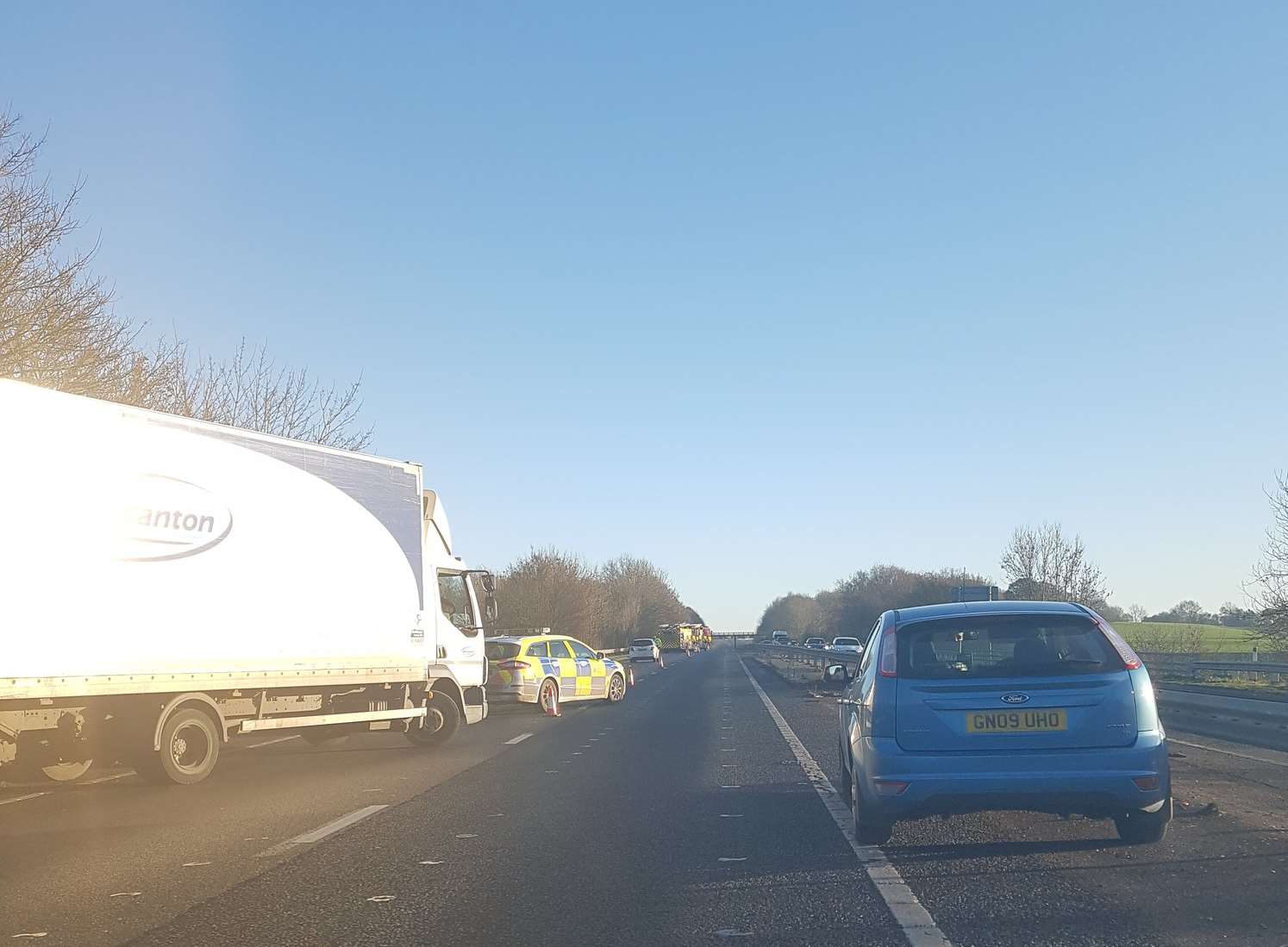 The air ambulance has landed after a crash on the A21. Picture: Claire Hubert