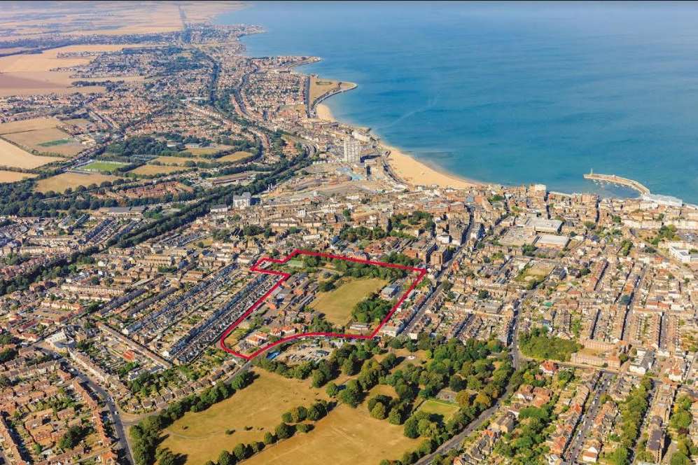 The site in the centre of Margate is outlined in red