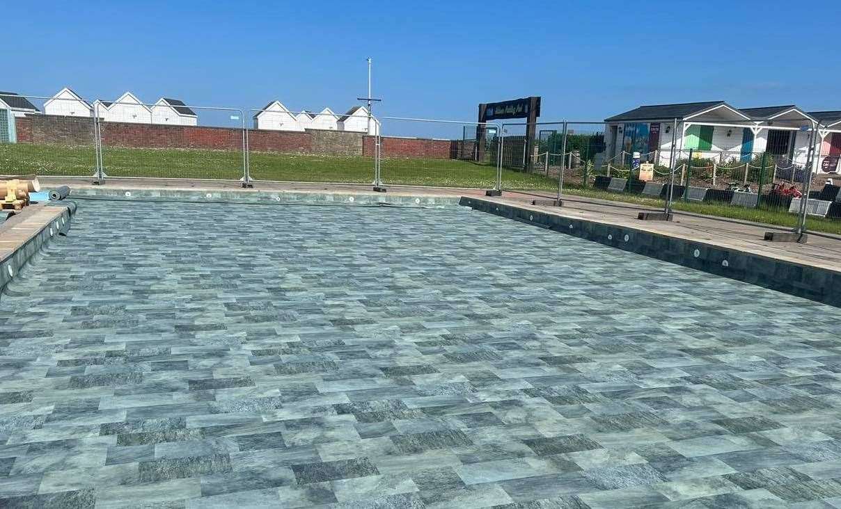 Parts of the surface and surrounding area have been replaced as part of the renovations to Walmer Paddling Pool