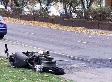 The bike which caught fire. Picture: Mariusz Bencych